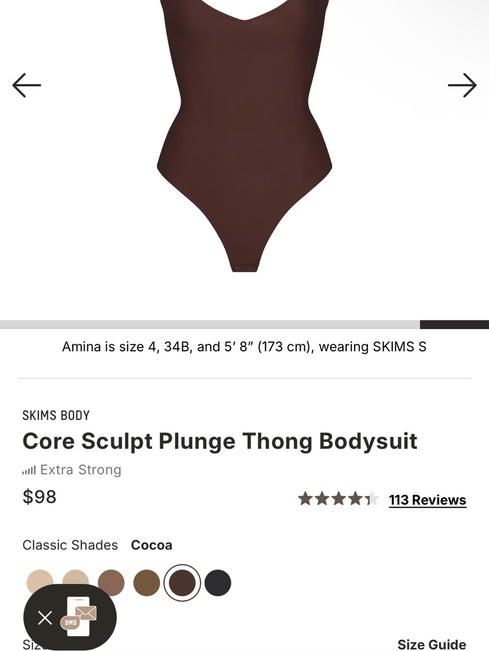 SKIMS Core Sculpt Plunge Thong Bodysuit - Cocoa